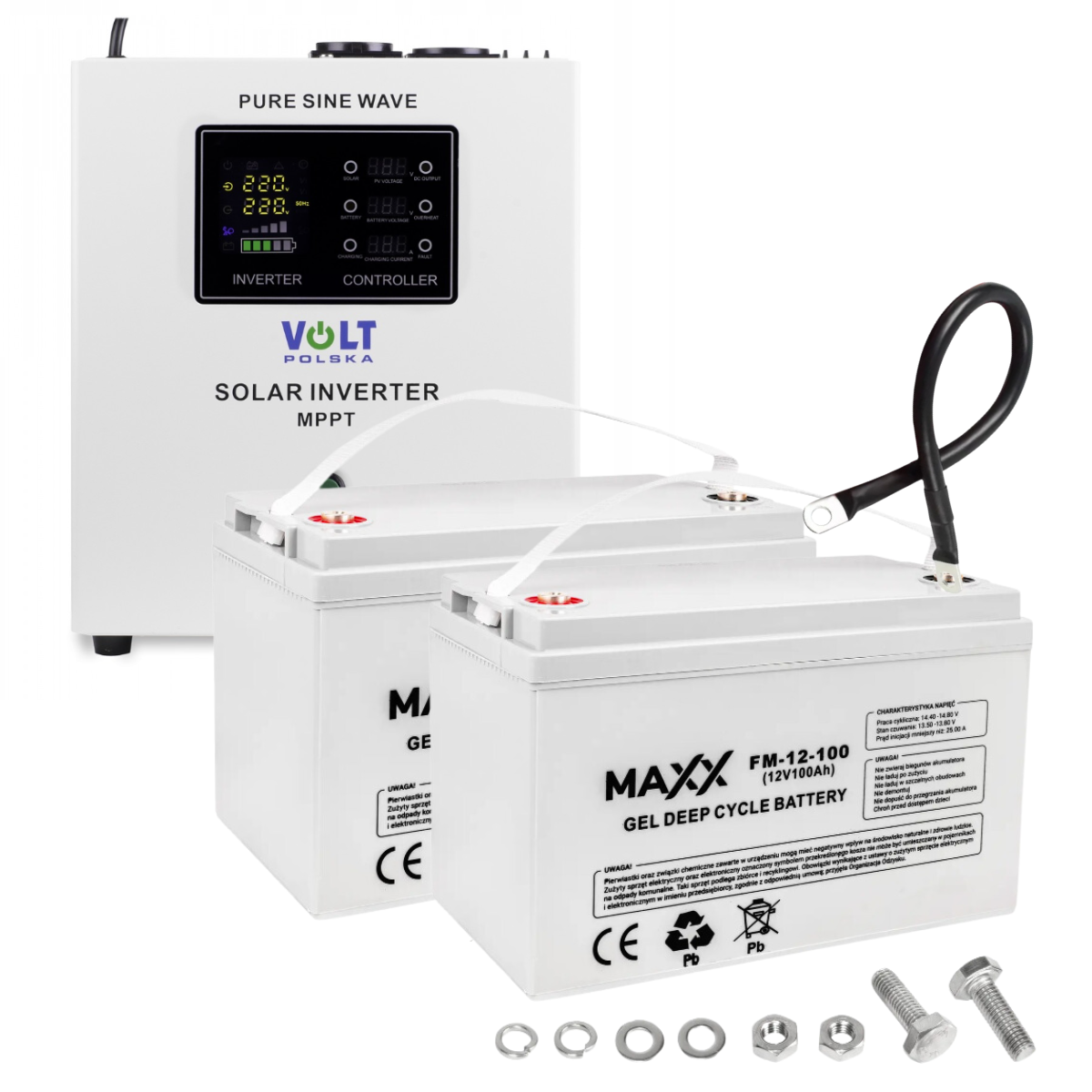 Аварійний комплект Volt Polska SINUS PRO 2000S 24/230V 1400/2000W + Акумулятор гелевий 4SUN GEL 100 Ah 2 шт