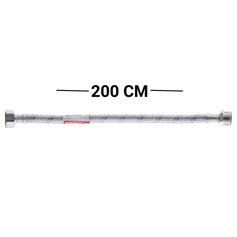 Гнучкий шланг для під'єднання води гайка 1/2" — Штуцер 1/2'' (200 см) (силик. оболонка) Zerix (ZX30, фото 1