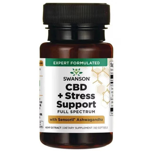 Канабідіол Swanson CBD 15 mg Full Spectrum + Stress Support 60 caps