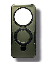 Протиударний чохол Pivot для Xiaomi Redmi 14С з кільцем підставкою хакі