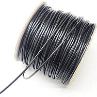 (75 м) Вощений шнур 1,5 мм, поліестер чорний