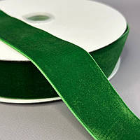 Оксамитова стрічка декоративна 4 см 22 м - трав'янистий