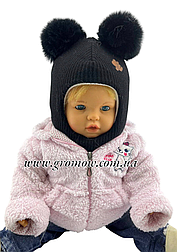 Оптом дитячі в'язані шапки шолом 46, 48, 50, 52, 54 розмір теплі головні убори гурт (ОШТ355)