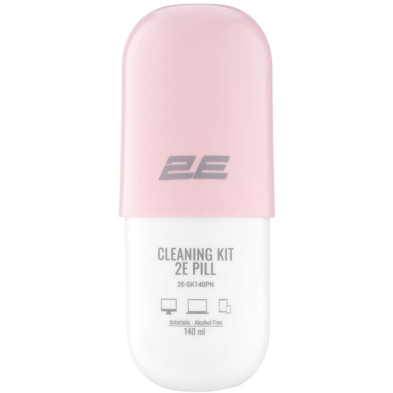 Набір для чищення 2E Pill (2E-SK140PN) LED/LCD + серветка 20×20 см White/Pink — стиль і чистота в одному флаконі, фото 1
