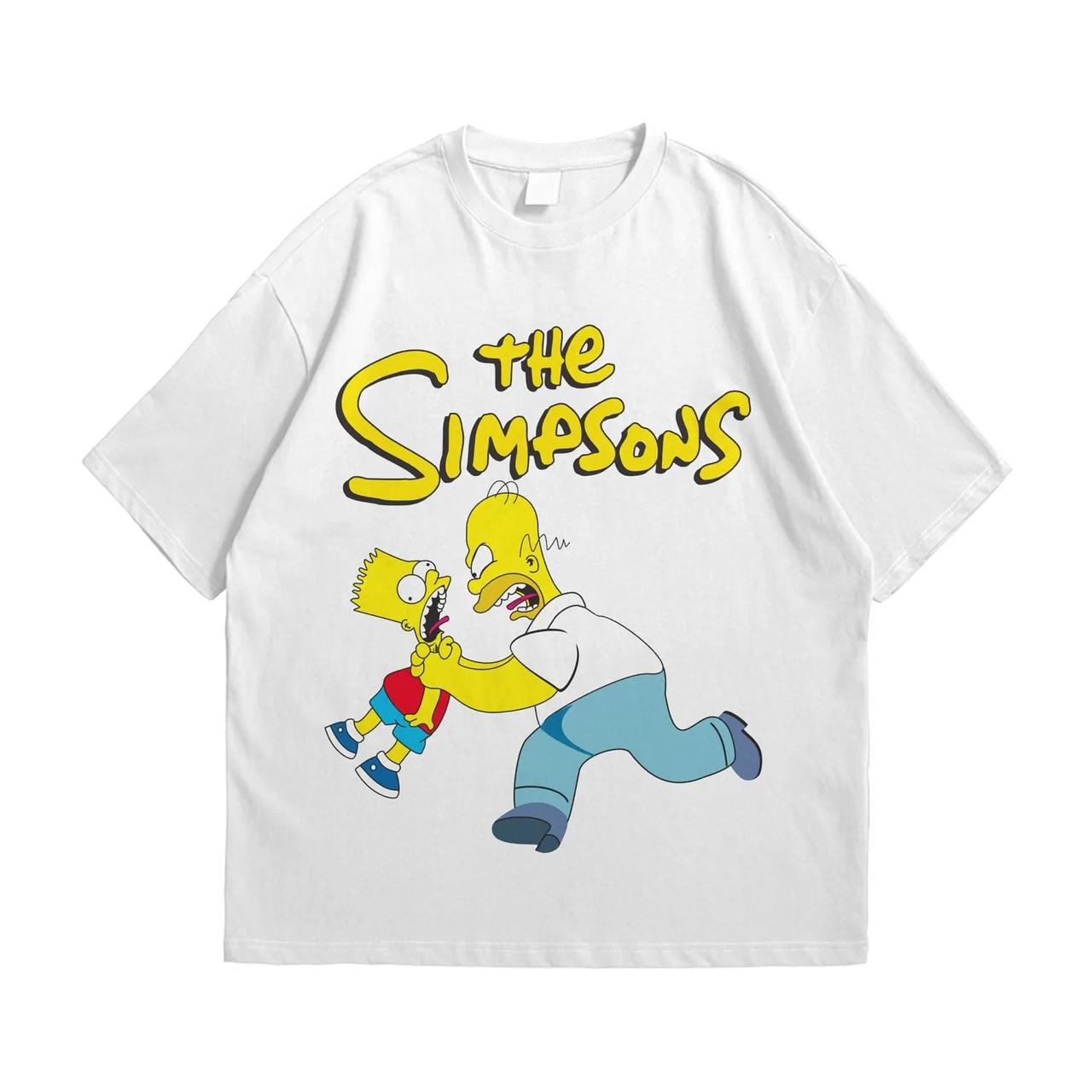Футболка з принтом Сімпсони Гомер та Барт M Білий, фото 1