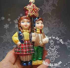 Скляна ялинкова іграшка  діти колядники  Snegka Poland