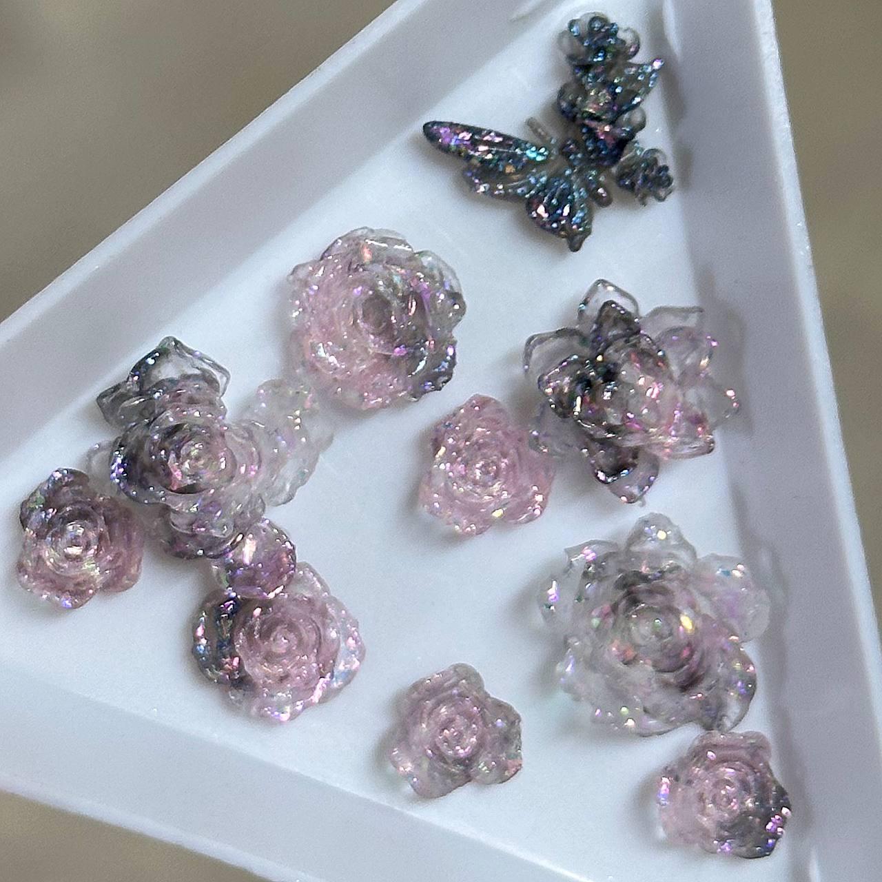 Шарм для декору нігтів Flower Dark Pink (10 штук)