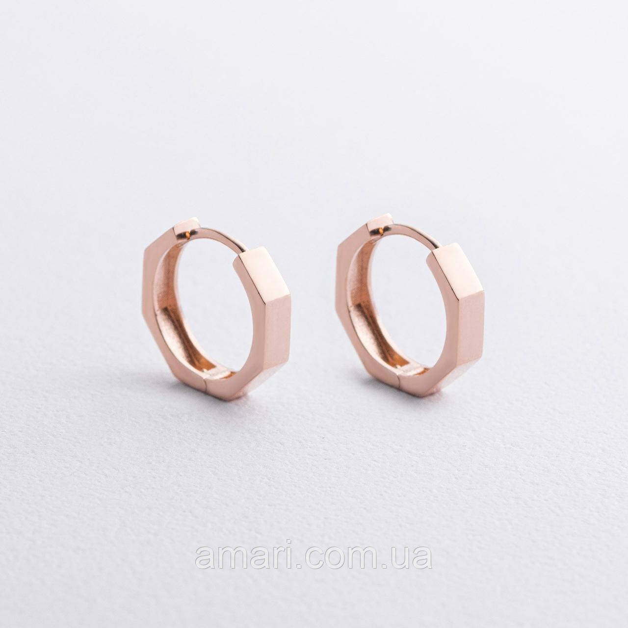 Сережки — кільця "Madison" в червоному золоті с09326, фото 1