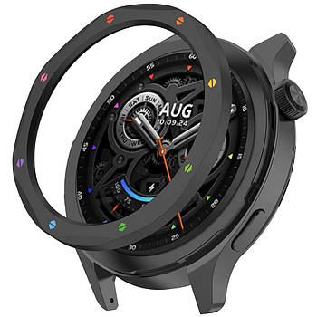 Безель металевий для смарт годинника Xiaomi Watch S3/S4 Black-multicolor + захисне скло