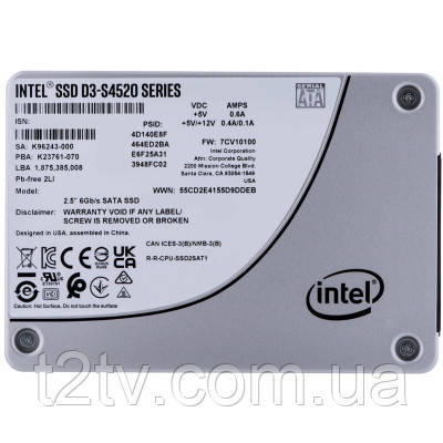 Накопичувач SSD 2.5" 7.68TB D3-S4520 INTEL (SSDSC2KB076TZ01)