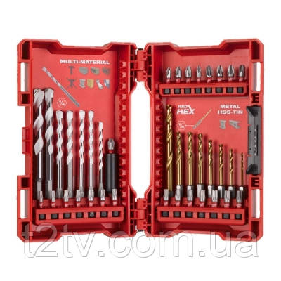 Набір свердл і біт Milwaukee SHOCKWAVE по металлу RedHEX TiN MM 5.5, 39 шт. (4932479853)