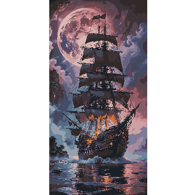 Картина за номерами 40×80 см Kontur. Корабель. Чорні вітрила DS0702