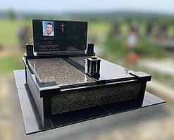 Памятник двойний плита, коричнево-чорний граніт 214