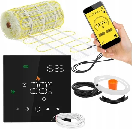 Нагрівальний мат Mission Air Zestaw Mata Grzewcza Pod Płytki Ma-160WxM² 4M² ZESTAWMA160WM4M+LEOBLACK, фото 1