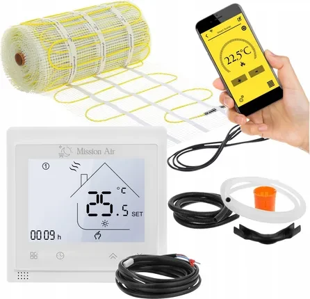 Нагрівальний мат Mission Air Zestaw Mata Grzewcza Pod Płytki Ma-160WxM² 8M² ZESTAWMA160WM8M+LIBRAWHITE, фото 1