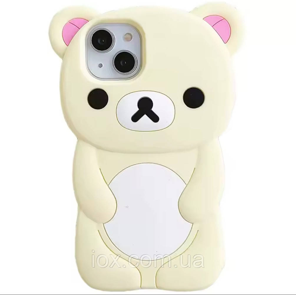Силіконовий бежевий чехол Ведмедик для iphone 13