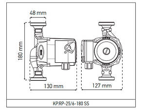 Насос рециркуляційний KOER Чехия KP.RP-25/6-180 SS (з гайками) (KP2795), фото 5