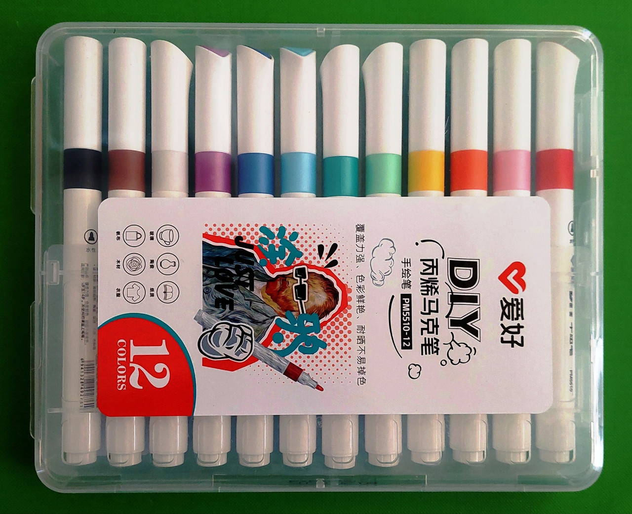 Канц Набір маркерів 12 кол. ”AIHAO” /PM5510-12/ акрилові DIY круглі (1/12/96)