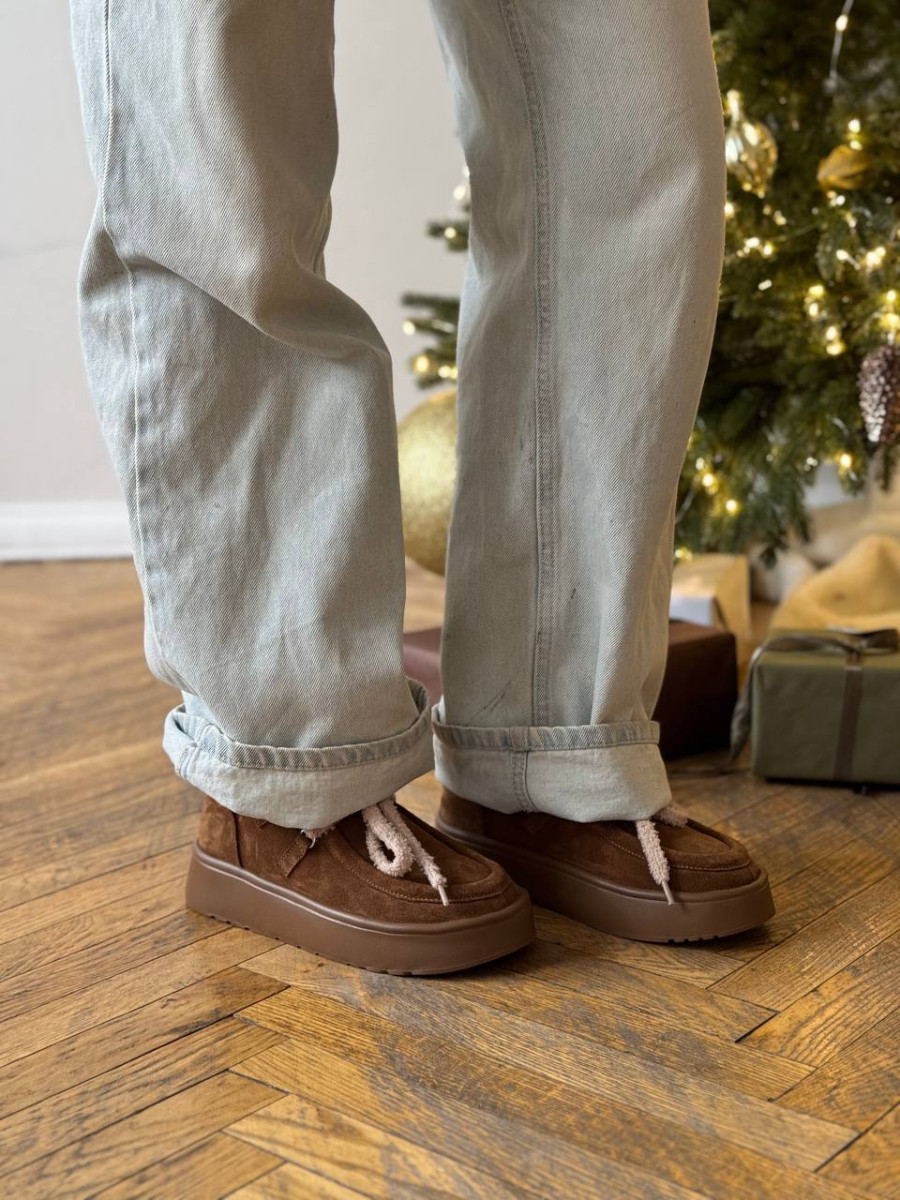 Черевики жіночі замшеві руді зимові, фото 1