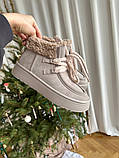 Черевики жіночі замшеві бежеві зимові, фото 5