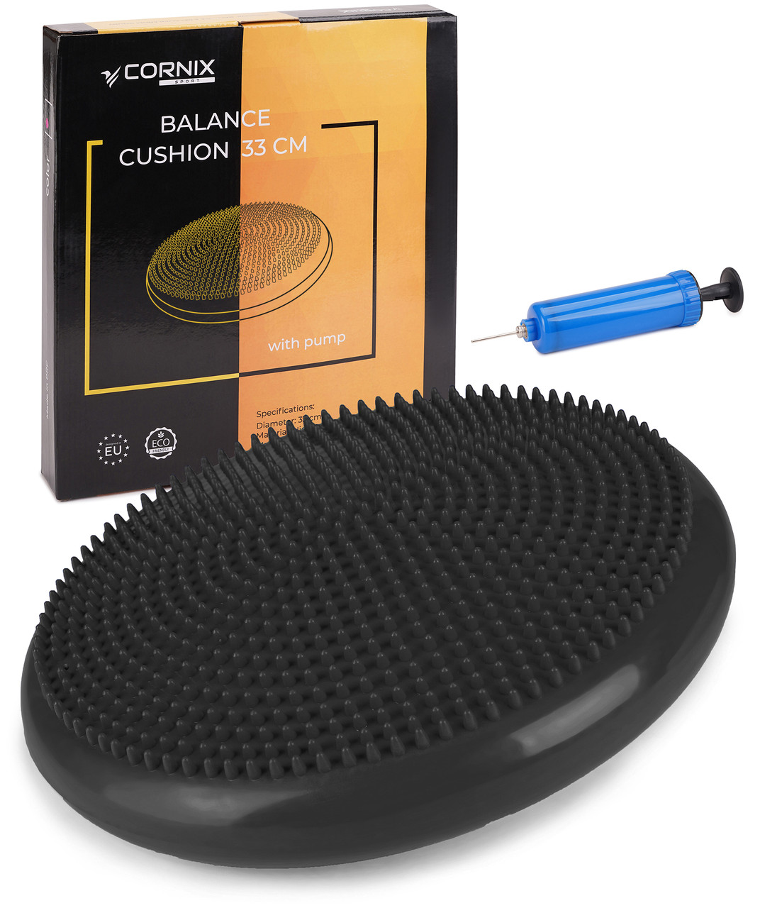 Балансувальна подушка-диск Cornix 33 см (сенсомоторна) масажна XR-0052 Black, фото 1