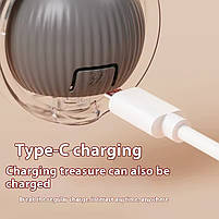 Інтерактивна USB Смарт іграшка м'ячик з хутром для котів і маленьких собак - сірий, фото 9