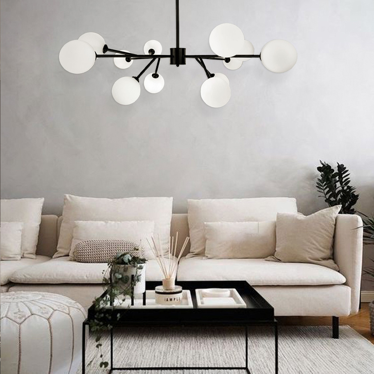 Стельова чорна люстра Grand Bunch на 12 плафонів AOC 20/12 BK, освітлення до 20 м², фото 1