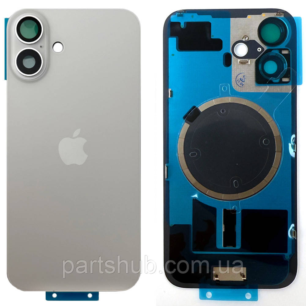 Задня кришка Apple iPhone 16 (біла оригінал Китай з рамкою, склом камери та магнітом), фото 1