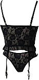 Чорний жіночий комплект білизни чорного кольору трусики, ліф корсетом та підв'язками, фото 5
