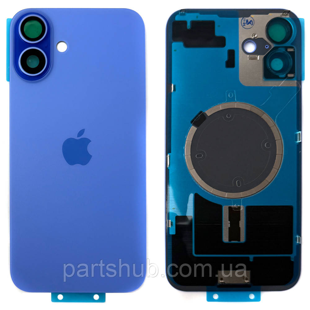 Задня кришка Apple iPhone 16 Plus (синя оригінал Китай з рамкою, склом камери та магнітом), фото 1
