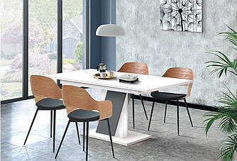 Стіл розкладний у кухню,вітальню Слайдер(140+40)*80*80 білий/сірий шифер,дуб сонома/сірий шифер