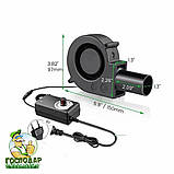 Турбінний вентилятор для барбекю, печі на дрова, мангала, тандира, вентилятор з регульованою швидкістю, фото 6