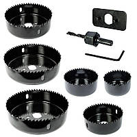 Набір коронок по деревині гіпсокартону S&R Meister 7 шт 51. 57. 67. 76. 88. 102 мм 1 державка