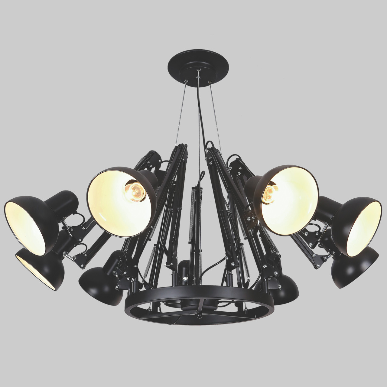 Чорна індустріальна люстра "Павук" на 9 ламп (59-90290-9 BK)