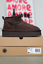 Зимові Жіночі Черевики UGG Classic Ultra Mini Platform Dark Brown / УГГ Класик Ультра Міні Платформ Коричневі, фото 3