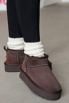 Зимові Жіночі Черевики UGG Classic Ultra Mini Platform Dark Brown / УГГ Класик Ультра Міні Платформ Коричневі, фото 5