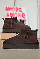 Зимові Жіночі Черевики UGG Classic Ultra Mini Platform Dark Brown / УГГ Класик Ультра Міні Платформ Коричневі, фото 4
