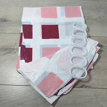 Штора для ванної Bath Fashions 180*180 см, біла з принтом (KG-12453)