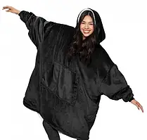 Оверсайз худі плед-халат з капюшоном  Huggle Hoodie унісекс, Чорний