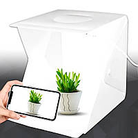 Фотобокс з LED підсвічуванням від USB, 24х23х22см, чорний/білий фон