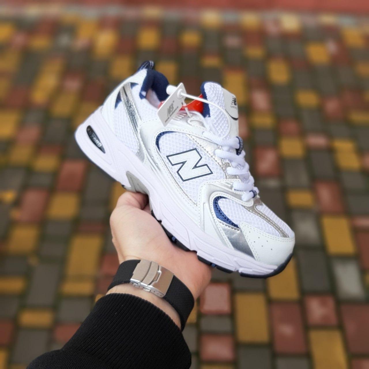 Жіночі зимові кросівки New Balance 574 (білі із синім) повсякденні низькі кроси 4227 Нью Беленс vkross, фото 1