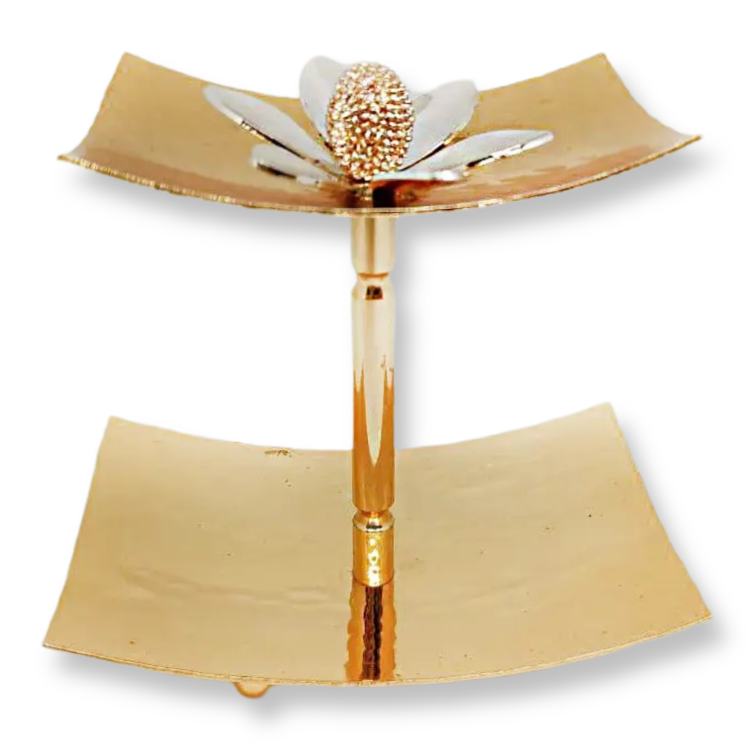 Мінікульниця двоярусна MCA Vizyon з меляра з позолотою й декором квіти 11 см