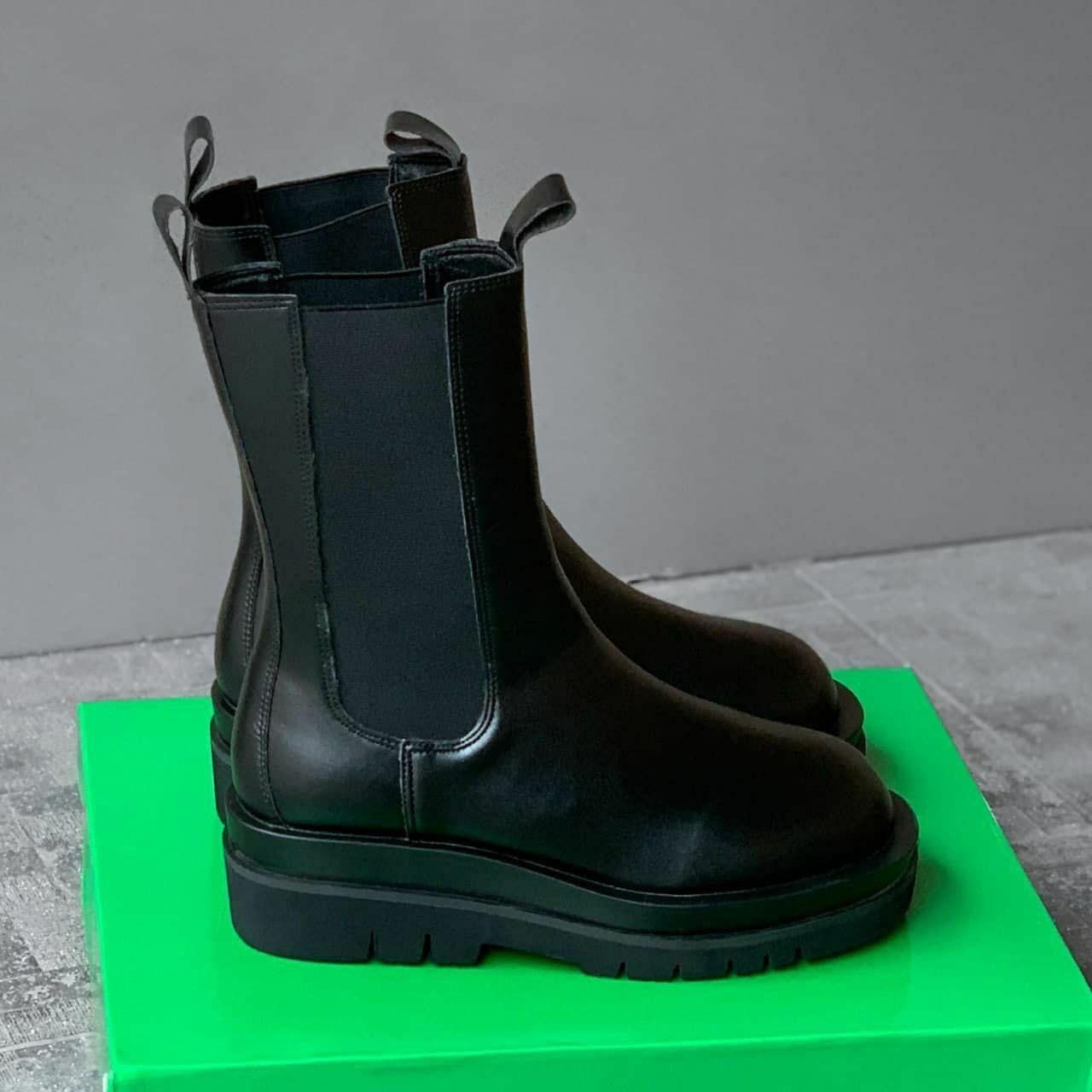 Жіночі осінні черевики Bottega Veneta Boots Black 2 (чорні) високі повсякденні черевики 6928 Боттега Венета vkross, фото 1