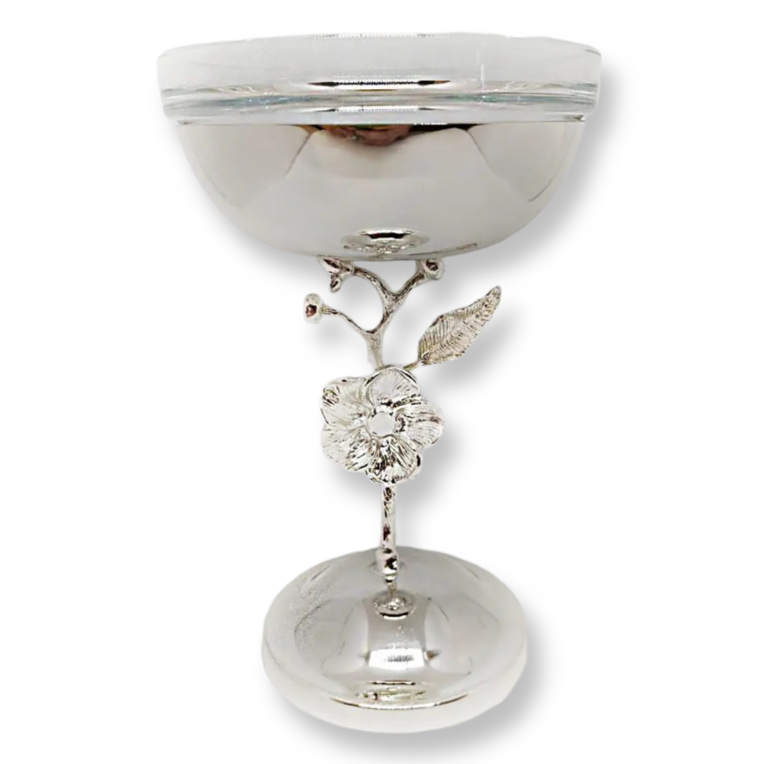 Декоративна цукерка MCA Vizyon з меляра з посрібненням на ніжці з декором квітів, фото 1