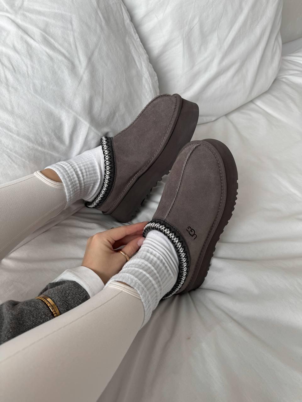 Жіночі уггі-шльопанці UGG Tasman Grey (сірі) модні зимові капці 4670545 Уги vkross, фото 1