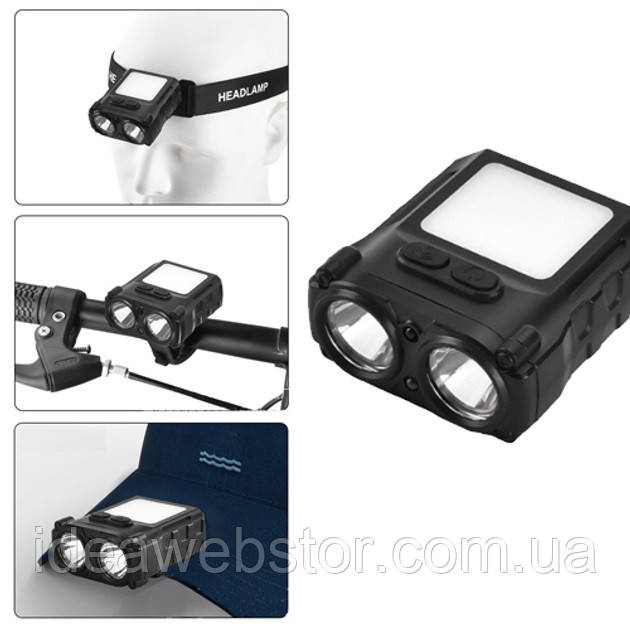 Ліхтар акумуляторний для риболовлі SH-T808-2XPE-20SMD-white/red, Потужний ліхтар VA-821 для риболовлі
