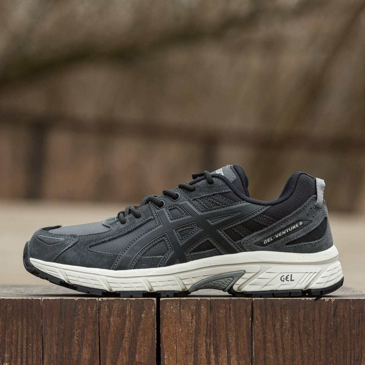 Чоловічі спортивні кросівки Asics GEL VENTURE 6 Black (чорні) модні демі кроси 1981 Асікс vkross