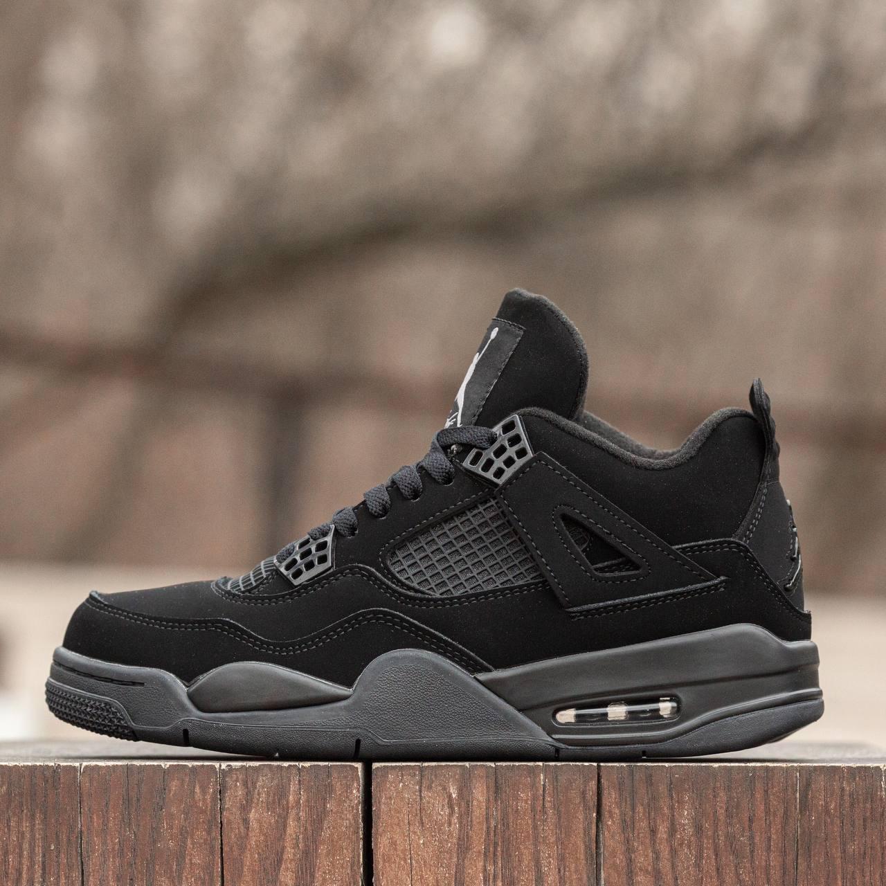 Чоловічі кросівки Nike Air Jordan Retro 4 Black Cat (чорні) повсякденні високі кроси 710 Найк vkross