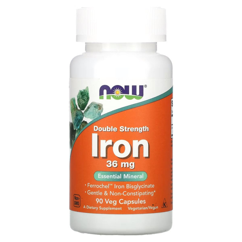 Now Foods Iron 36 mg Хелатне залізо , бисгліцинат заліза 90 капсул