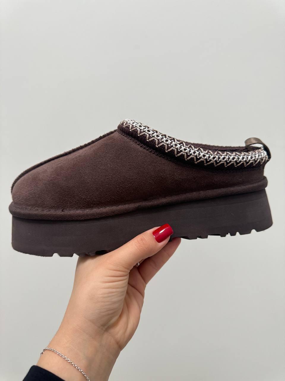 Жіночі уггі-шльопанці UGG Tasman (коричневі) модні зимові капці 5776451 Уги vkross